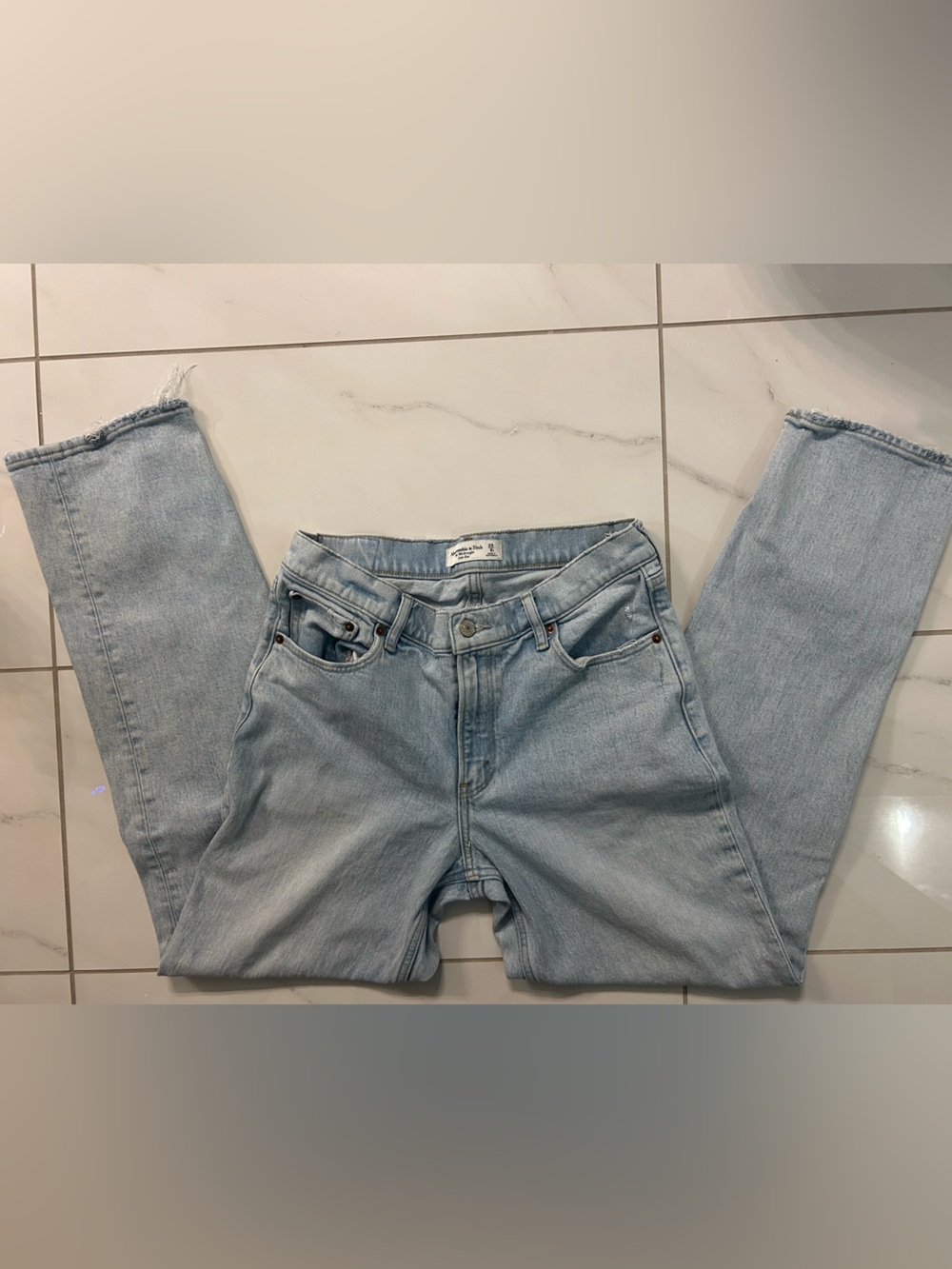 Abercrombie & Fitch Light Blue 90s Straight Low Rise Jean